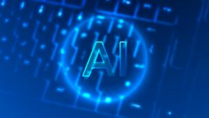Neon AI on a keyboard