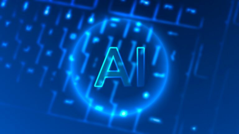 Neon AI on a keyboard